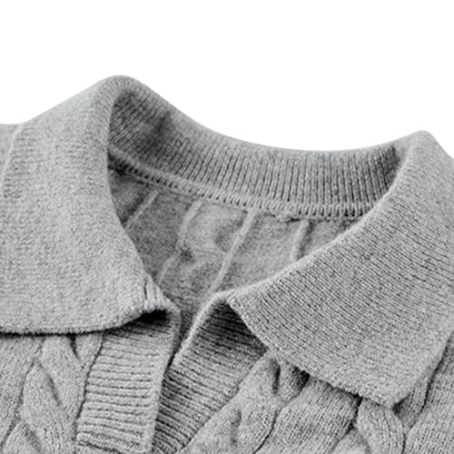 Cambkatl Men's Cable Knitted Sweaters Loose Lapel Collar V Neck Pullover Casual 2025 Fall Winter Long Sleeve Sweater Tops4