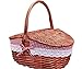LiuliuBull W kosz piknikowy wiklinowy Willow kosz piknikowy Hamper torba z pokrywą i białą wyściółką, do użytku na zewnątrz, na kemping, piknik 38 x 28 x 20 cm (kolor C, rozmiar: 1)