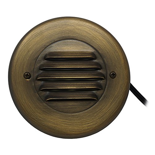 Lightkiwi E9323 Louvered Step Light for Low Voltage Landscape Lighting, Brass (Light Bulb Not Included)