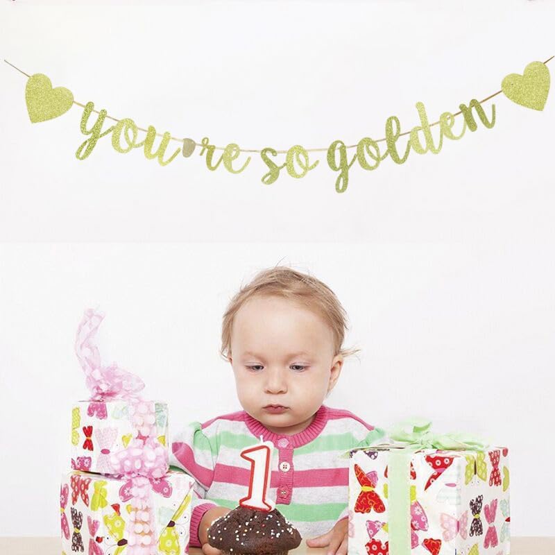 Miniatura 3 de Cartel dorado con texto en inglés "You're So Gold", fiesta de cumpleaños temática dorada, letrero colgante para fiesta de cumpleaños de niñas