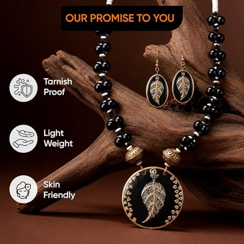 Image of AAKRITI ART CREATIONS Handcrafted Women's Jewelry Set - Ethnic Necklace and Earrings, Fashion Accessories for Special Occasions & Celebrations