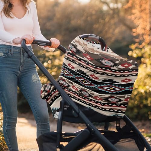 Image of Fashion Tribe Aztec Pattern Baby Multi-use Cover, Mother Nursing Cover,Comfortable Stretchy Nursing Scarf Shopping Cart Cover Fit for Baby Stroller and Mom