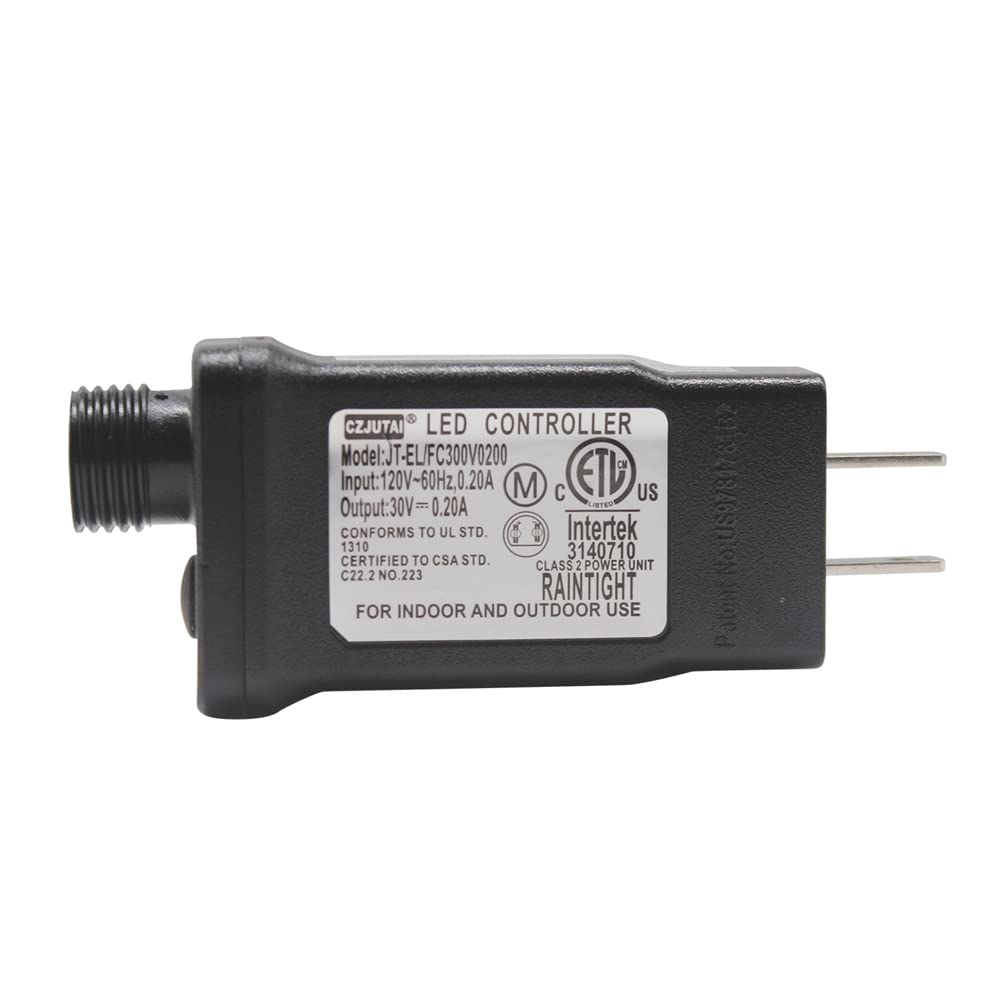 LED Transformer CZJUTAI 30V LED Controller Class 2 Power Supply, IP44 Waterproof Low Voltage Transformer US Plug for Christmas Light, String Light Indoor Outdoor Use (30V 6W 2Packs), Black