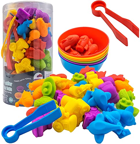 Image of UNIQUE KIDS Counting Educational Learning Toy Set with Sorting Cups - Fun Color Classification and Math Training Game for Toddlers and Preschoolers Ages 3 and Up