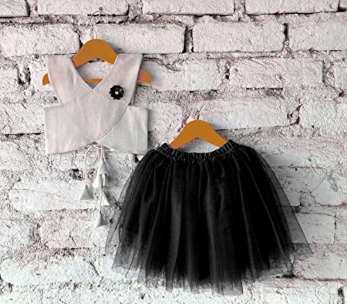 Image of ANNECA baby girl's designer rayon cotton modern crop top and naylon soft net knee lenth skirt clothing set