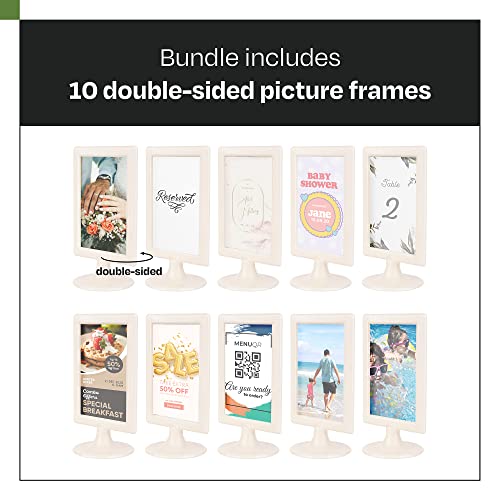 Alben Double Sided Standing Picture Frames (4X6 Inch) - (10 Count, Cream) Pedestal Photo Frames With Inserts & Base, Ideal For Double Sided Display #TOP1