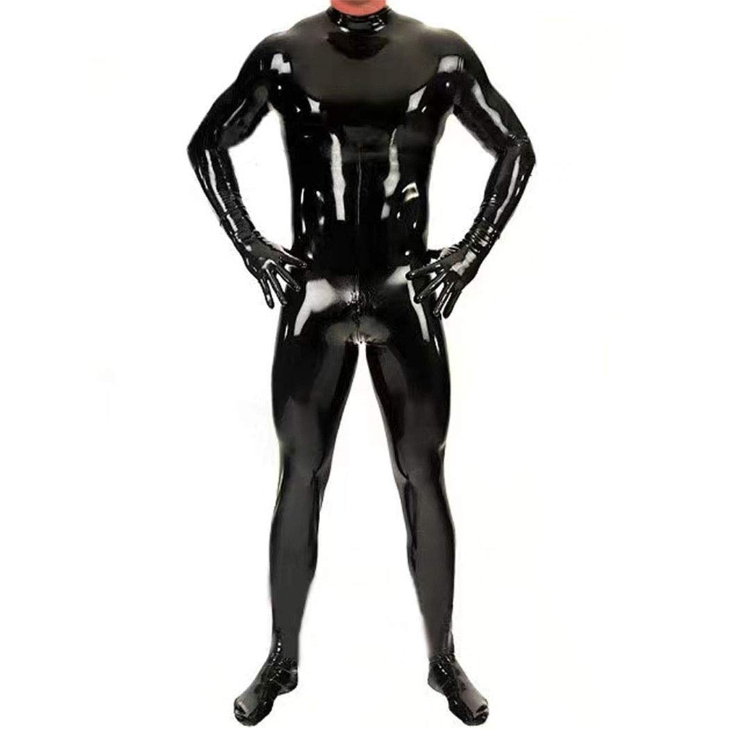 Hombres Black Mirror Body Sculpting Estereotipo Látex Todo Incluido Mono Apretado Night Club Bar DS Técnica Esculpiente, Negro, XXL, Negro , XXL