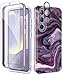 Plus günstig Kaufen-GVIEWIN kompatibel mit Samsung Galaxy S24 Plus Hülle 6,7 Zoll 2024, mit Displayschutzfolie + Kameraschutz, [21 Fuß Falltest] stoßfester Marmor Stoßfänger Kratzfeste Schutzhülle, Quicksand/Lila