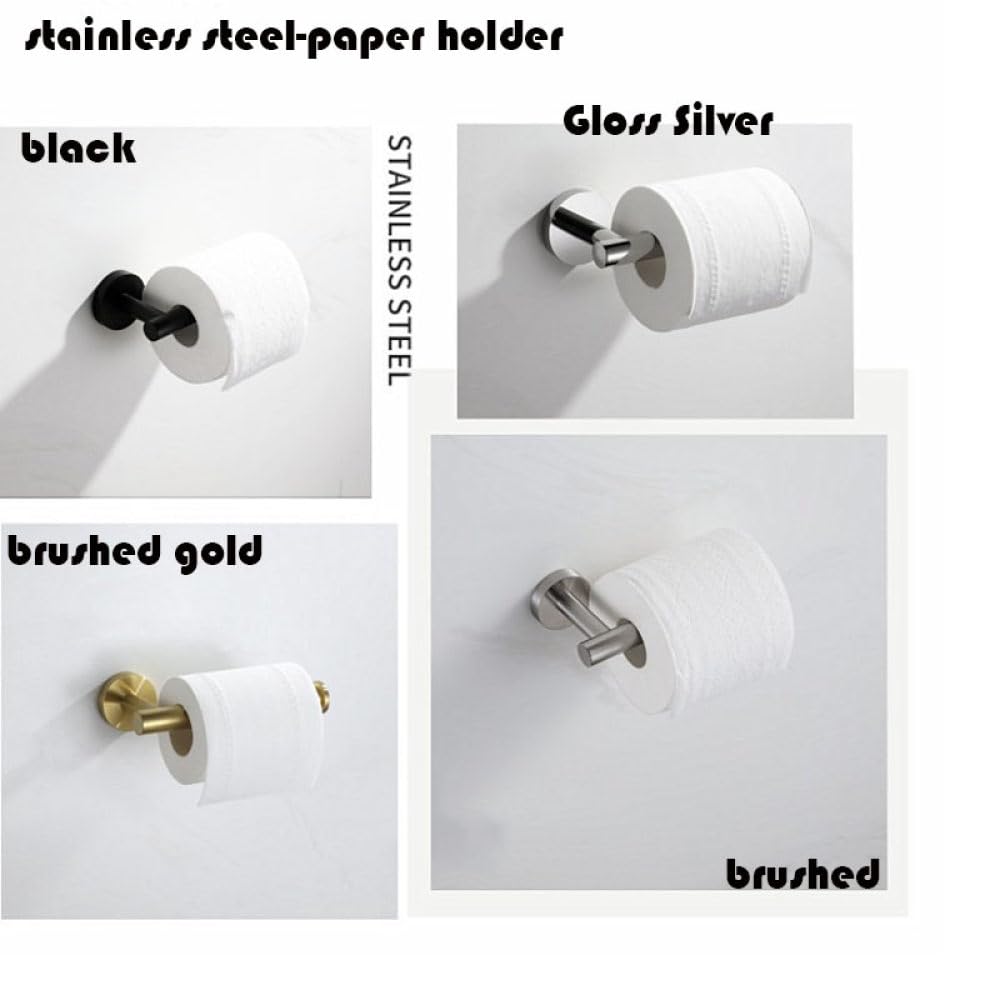 Juego de accesorios de baño de 4 piezas, kit de accesorios de baño de montaje en pared para decoración moderna de baño, incluye toallero, soporte para papel higiénico, gancho para bata y estante