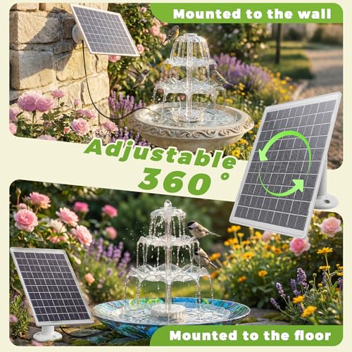AISITIN 6.5W Solar Bird Bath Fountains with Lights, 3 Tiered Bird Bath by AISITIN - Image 6