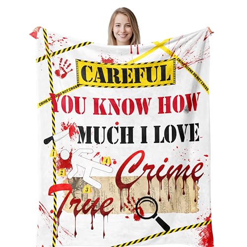 Remwiso True Crime Gifts for Women Men Serial Killer Gifts Crime Show Lover Gift Gifts Idea for True Crime Fans Halloween Crime Gift Crime Scene/Detective Gift Blanket 60x50