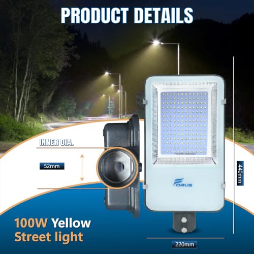Image of Forus 100W LED Street Light Outdoor with 4 Year Warranty, IP66 Waterproof Decorative Focus Yellow Light for Road, Garden, Events, Security, Terrace, Landscape, Pathway, Building Lighting (1 PC)