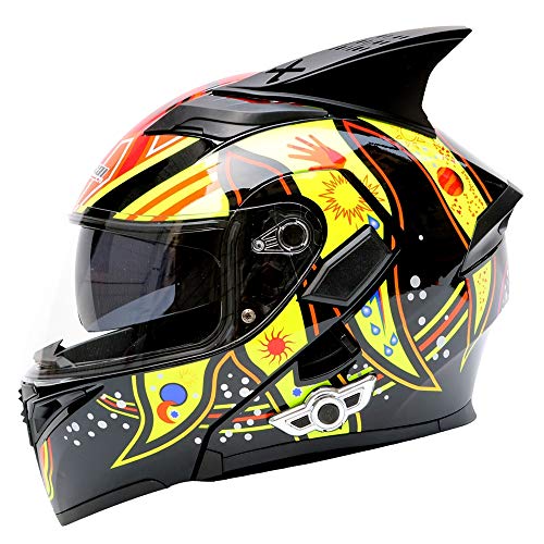 Wang&WD Motocicleta Casco Bluetooth Anticolisión Casco Modular-D.O.T Certificación Anti-Niebla Doble Espejo Respuesta Automática Mp3 Hombre y Mujer Adultos,XL
