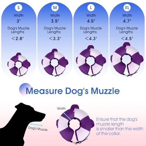 Image of Inflatable Dog Cone Collar Alternative After Surgery,Comfortable Anti-Licking & Biting Recovery Donut Collar,Lightweight Waterproof Easy to Clean (Purple,Small)