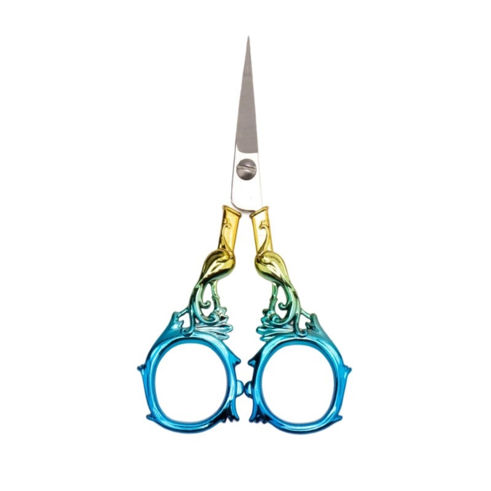 Jtqyfi Blue And Gold Portable Antique Design Stainless Steel Craft Scissors Shears Cutting For Embroidery Thread And Home Decoration Vintage Engraved Embroidery Scissors
