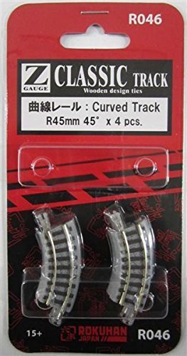 Rokuhan R002 Binario Curvo R195mm 45° Per Treno Scala Z - 4 Pezzi