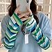 Repaly Women Colorblock Stripes uv Sun Protection Cooling Arm Sleeve, Anti-Slip Loose ice Silk Sleeve for Hiking Cycling Golf (Color : Sapphire Blue, Size : One Size)