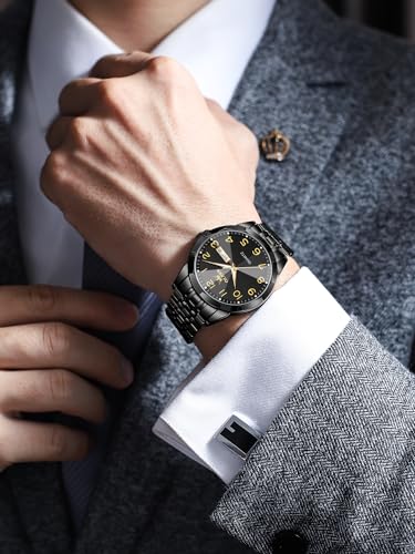Image of OLEVS Watch for Men Luxury Dress Analog Quartz Stainless Steel Waterproof Luminous Date Diamond Business Two Tone Casual Wrist Watch