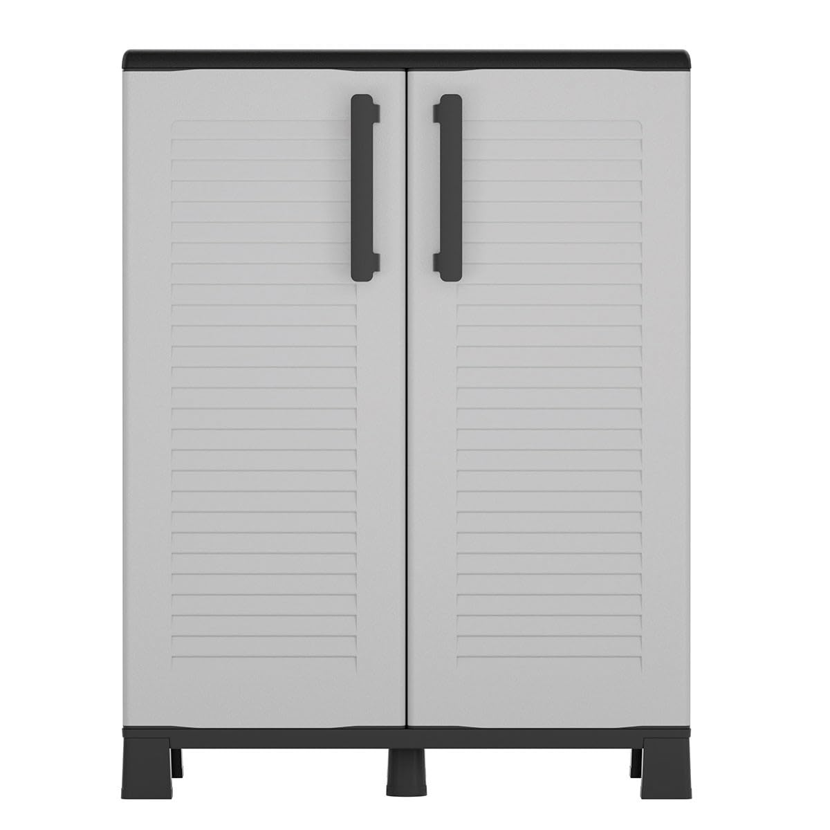 INTEC - Armoire Basse Rangement Polypropylène 100% Recyclé Fabriqué en Italie | Gris 68x37x90 cm | Meuble Compact, Robuste, Résistant à l'Humidité & Intempéries
