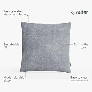 Outeroutdoorthrowpillowwithouterweaveperformancefabricdecorativeoutdoorpillowforpatiooutdoorfurnitureincludesmachinewashablepillowcoverandinsertpacificfoggray20x20 Urban Country Home Decor Outer outdoor throw pillow with outerweave performance fabric decorative outdoor pillow for patio outdoor furniture includes machine washable pillow cover and insert pacific fog gray 20×20 urban country home decor