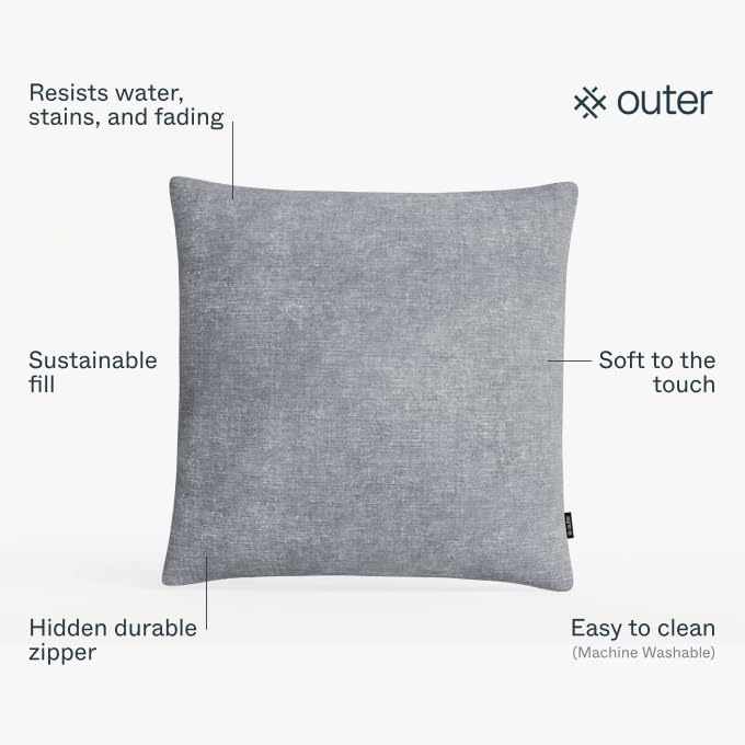 Outeroutdoorthrowpillowwithouterweaveperformancefabricdecorativeoutdoorpillowforpatiooutdoorfurnitureincludesmachinewashablepillowcoverandinsertpacificfoggray20x20 Urban Country Home Decor Outer outdoor throw pillow with outerweave performance fabric decorative outdoor pillow for patio outdoor furniture includes machine washable pillow cover and insert pacific fog gray 20×20 urban country home decor