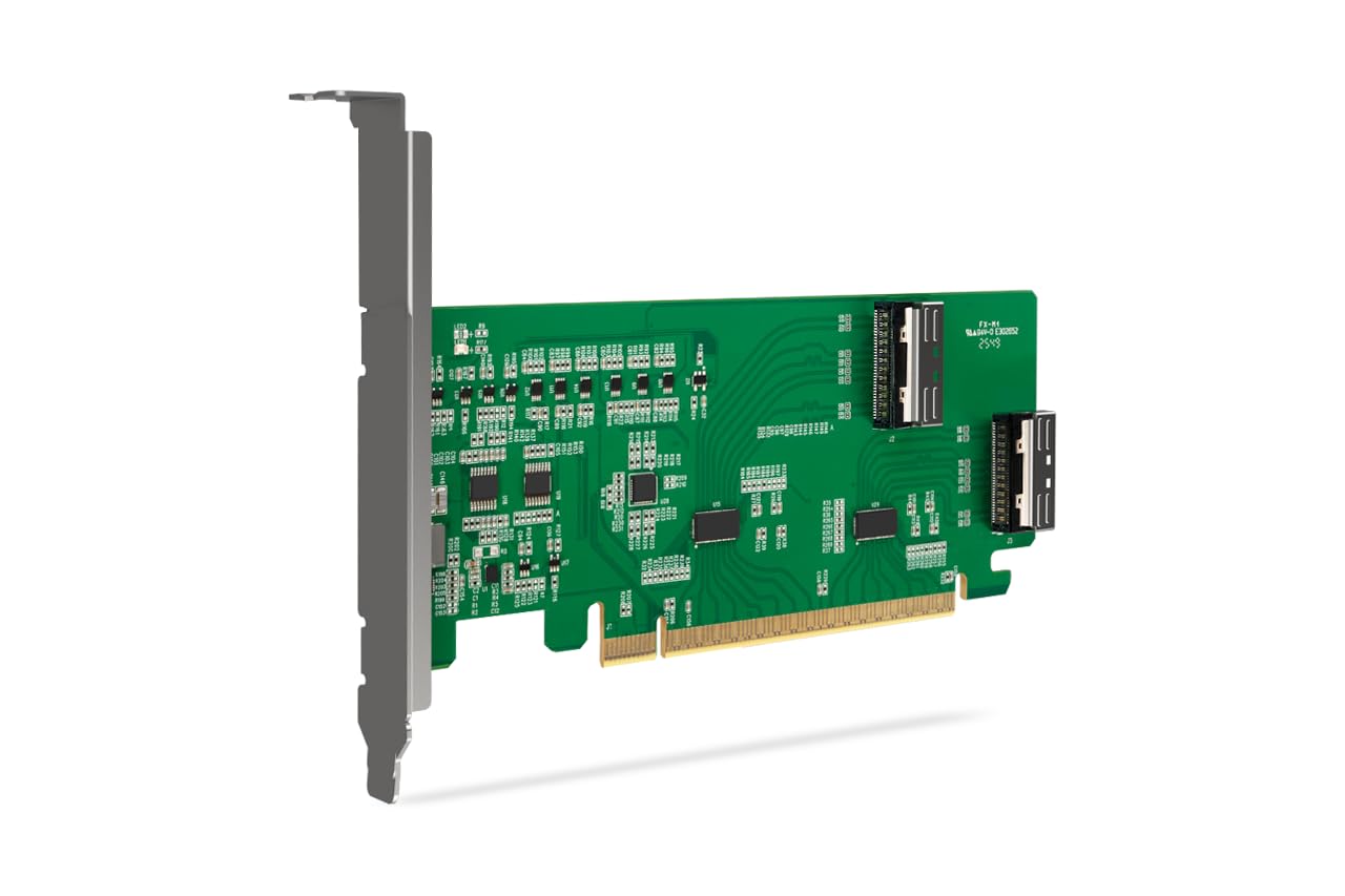 ICY DOCK PCIe 5.0 x16 NVMe Adapterkarte mit 2 x MCIO 8i (SFF-TA-1016) Anschlüssen & Redriver (PCIe Bifurcation erforderlich) - EXLink MB308A5