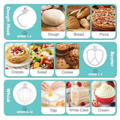 Image of Kitchen in the Box Stand Mixer, 3.5 QT Small Kitchen Electric Stand Mixers, 10-Speed Portable Lightweight Dough Mixer for Daily Use with Egg Whisk, Dough Hook, Beater (Blue)