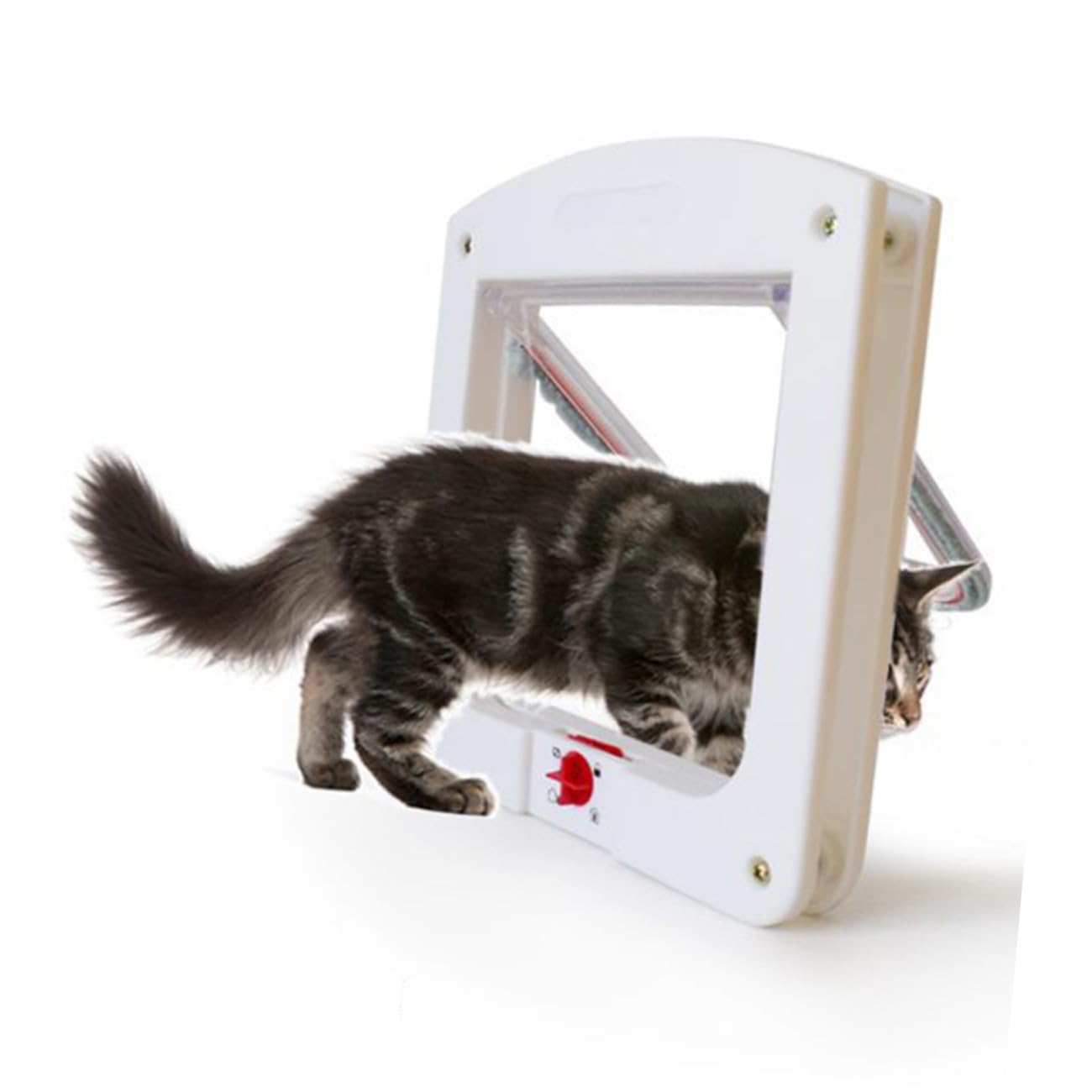 2pièces Chatière Contrôlable pour Chats Et Petits Chiens Porte Entrée Et Sortie pour Animaux Résistante Et Facile à Installer Accès Bidirectionnel pour Maison Blanc Et Marron