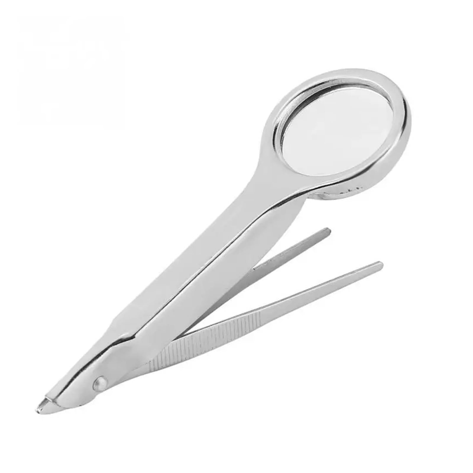 Pinzetta Multifunzione Portatile in Acciaio Inossidabile con Lente d'Ingrandimento 10X
