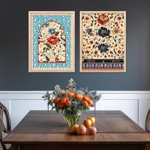 Image of Kotart Indian Art Traditional Floral Paintings for Living Room | Painting for Wall Decoration| Framed Wall Painting for Home Room Bedroom Office Wall Decor| Wall Poster With frames | (Art 3, (19x25 inch ), Framed)