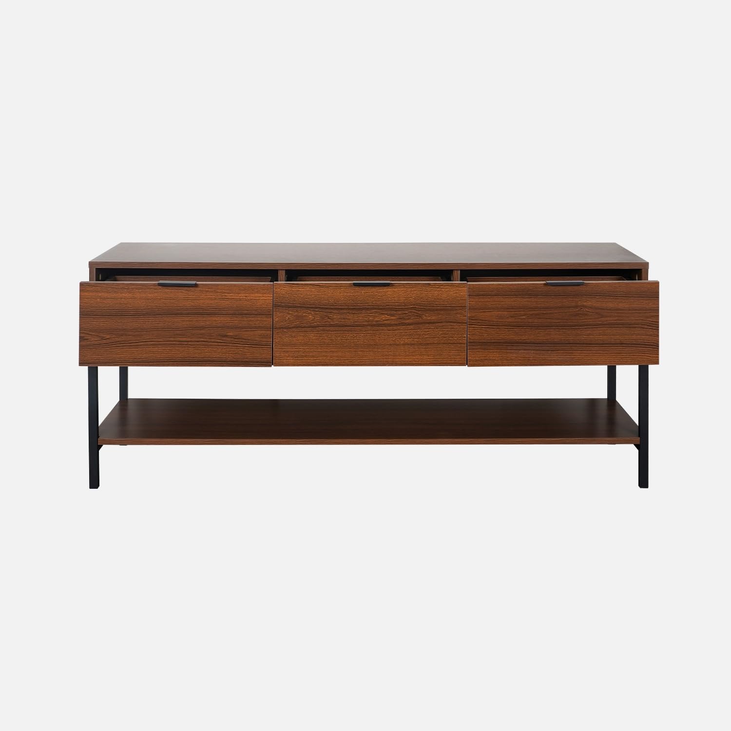 sweeek Mobile TV in Noce con 3 cassetti, 130cm, Walnut, Marrone, 130x40x53.5 cm