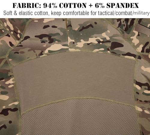 Carwornic Men'S Tactical Combat Shirt Long Sleeve Military Camouflage T Shirt Lightweight Elastic Cotton Outdoor Camo Army Shirts With 1/4 Zip thumb #4