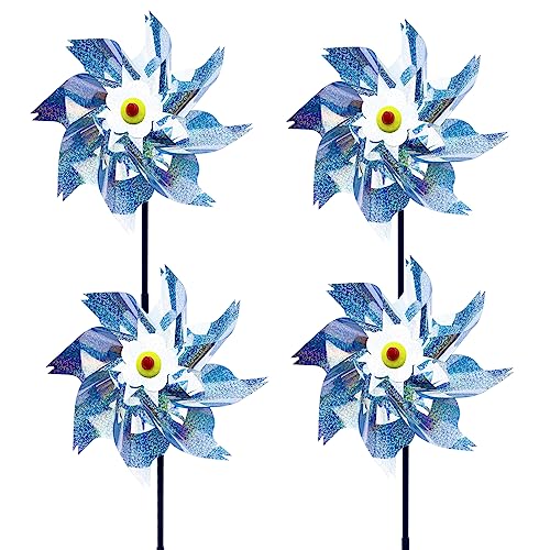 4 Piezas Control Reflectante de Pájaros Espanta Palomas Reflectante Molino de Viento para Control de Aves Decoración de Jardín para Balcón Jardín Proteger Jardín, Huerto, Granja, Techo