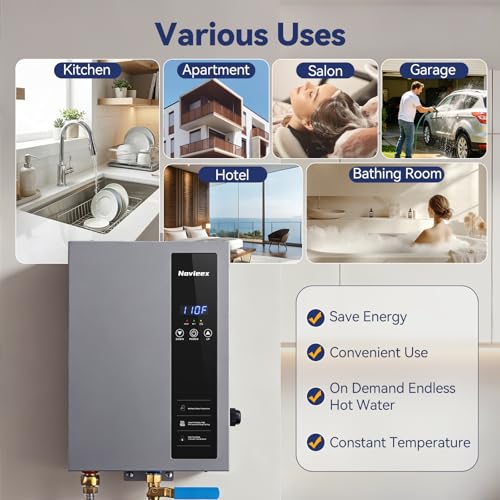 Image of 18kW Tankless Water Heater Electric, NOVIEEX 240V 3s Instant Hot Water Heater, Flow Rate Max 4.9 GPM, Supply for 2-3 Points, Indoor Installation, Ideal for Apartment, Garage, Salon, Bathroom, Kitchen
