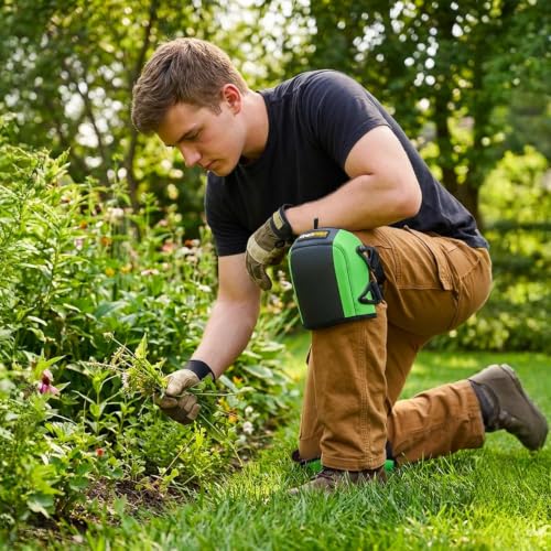 Image of GRENPRO Gardening Knee Pads, Water-Resistant, Quick Buckles, Unisex, Green | 600D polyester, EVA foam, comfortable, floor carpet cleaning, women men, high elastic fabric, construction