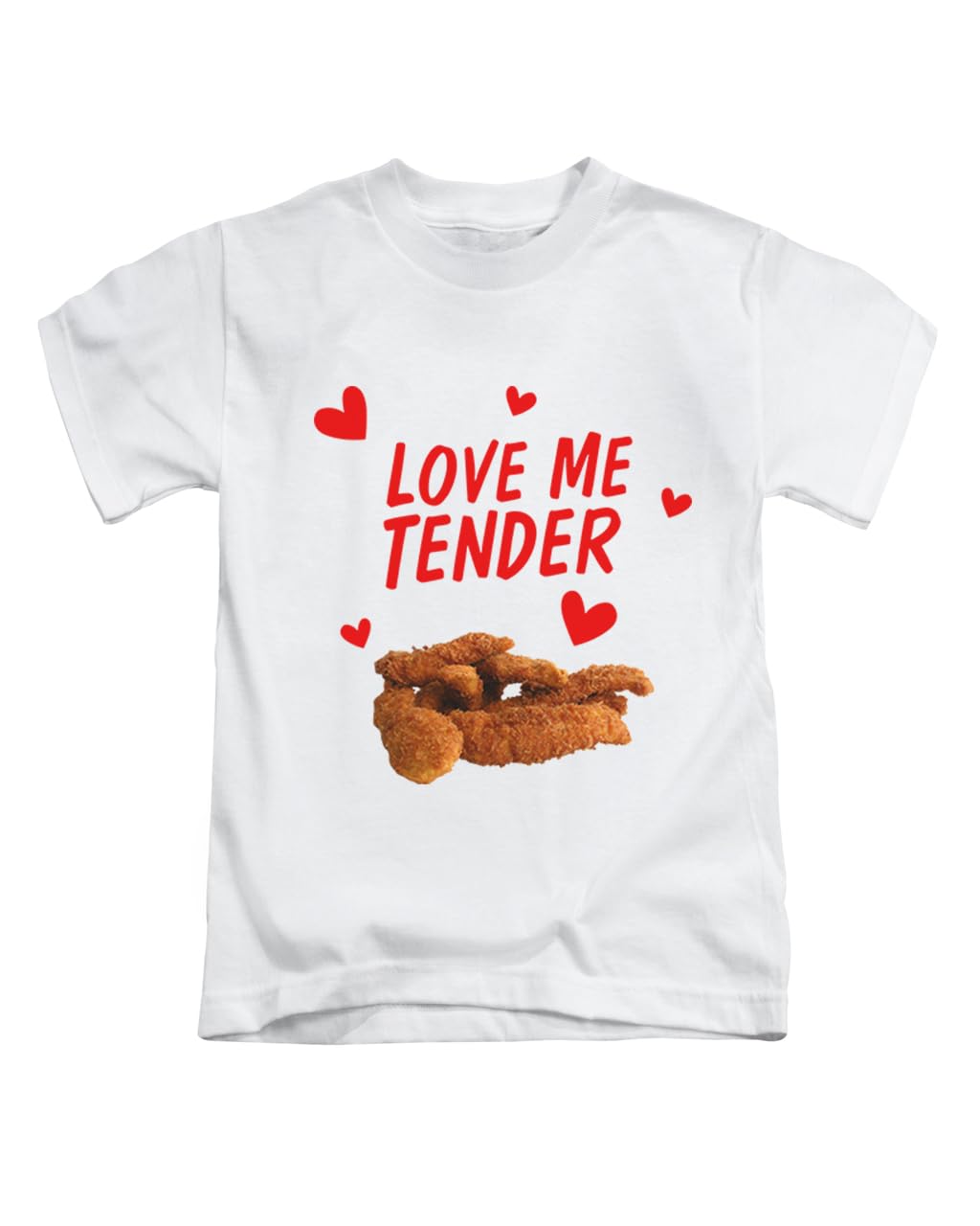 New Spirit Original Love me a Tender, Chicken Nugget Silly Funny Novelty Tee T-Shirt Funny Unisex T Shirt Top White