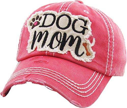 Image of KBETHOS Dog Cat Mom Dad Theme Womens Baseball Cap Distressed Vintage Unconstructed Embroidered Patch Hat