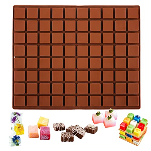 Image of Sakolla Square Chocolate Mold, 80 Cavities Silicone Molds for Chocolate, Caramel, Praline, Ice Cube, Jelly, and Gummy (Coffee)