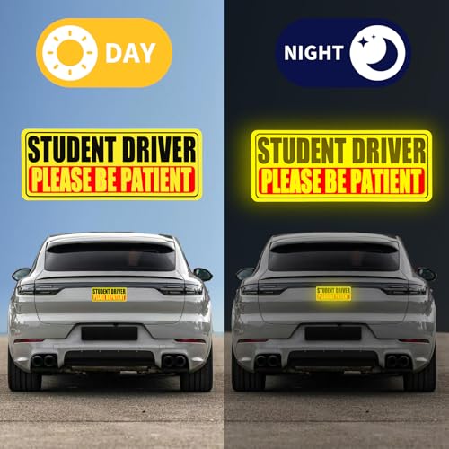 Student Driver Magnet for Car, 3 Pack Please Be Patient New Student Driver Sticker Safety Warning Reflective Signs, Reusable Magnetic Reflective Rookie Drivers Bumper Sticker - Image 5