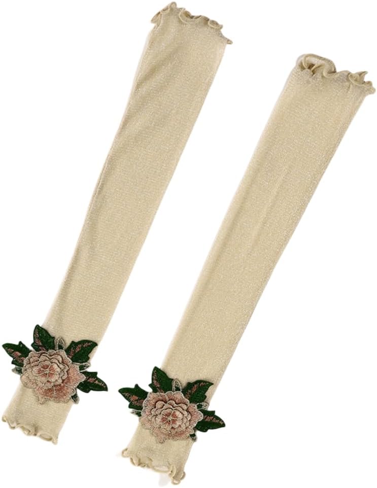 Specell Embroidered Flowers Lace Fingerless Gloves - for Bridal Wedding Cocktail Tea Party Evening Prom Costumes Cosplay