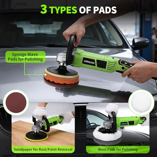 Image of Buffer Polisher, 1600W 6 Inch /7 Inch Rotary Car Buffer Polisher Wax, 7 Variable Speed 1600-3500 RPM, Car Buffers and Polisher for Car, Boat Sanding and Polisher
