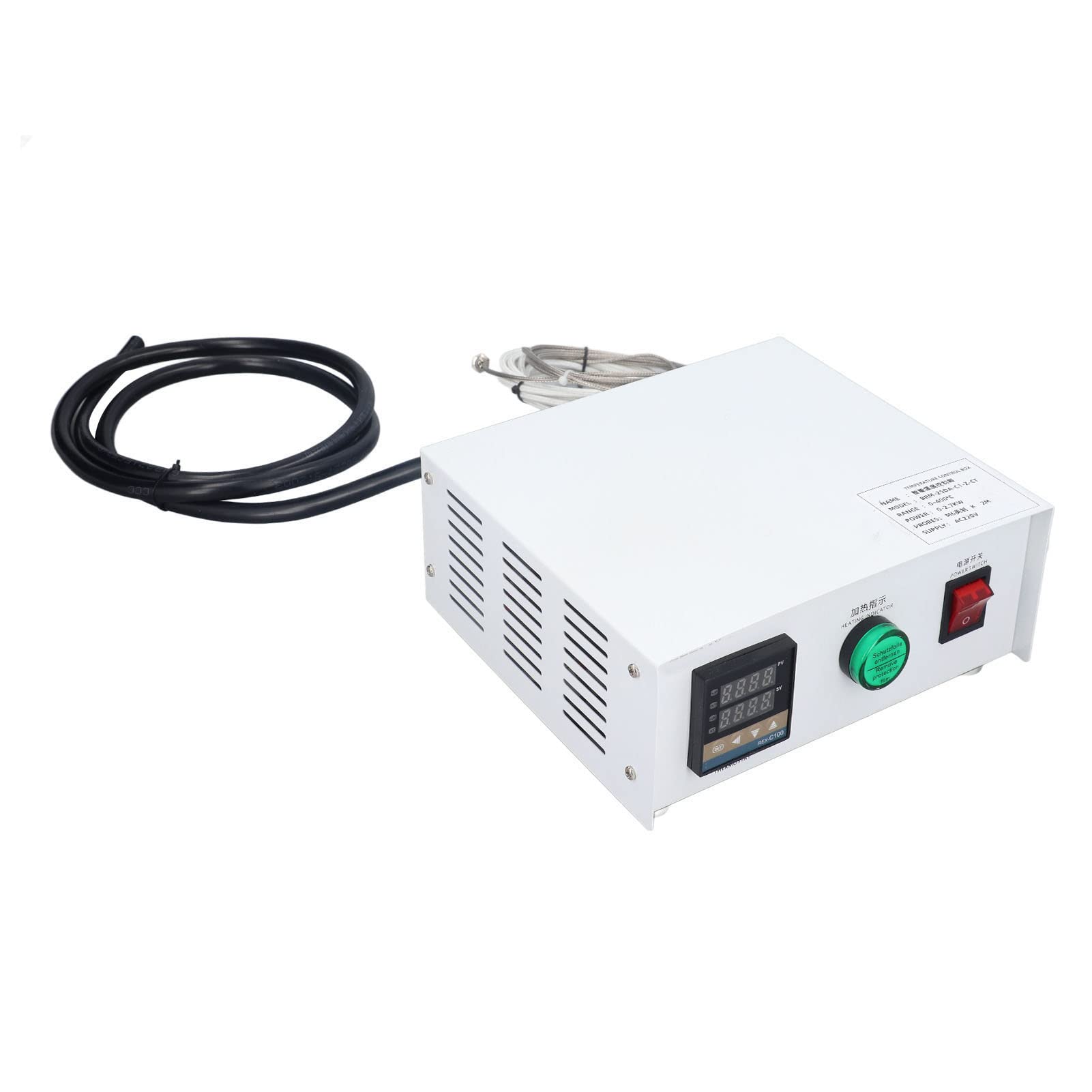 Aramox Regulator Temperatury Termostat ze Stali Nierdzewnej AC220V Cyfrowy Wyświetlacz PID 32 do 752 Stopni F M6 Sonda Typu K do Piekarnika Zbiornik Podgrzewacza IR Utwardzany Promieniami UV (1 m)
