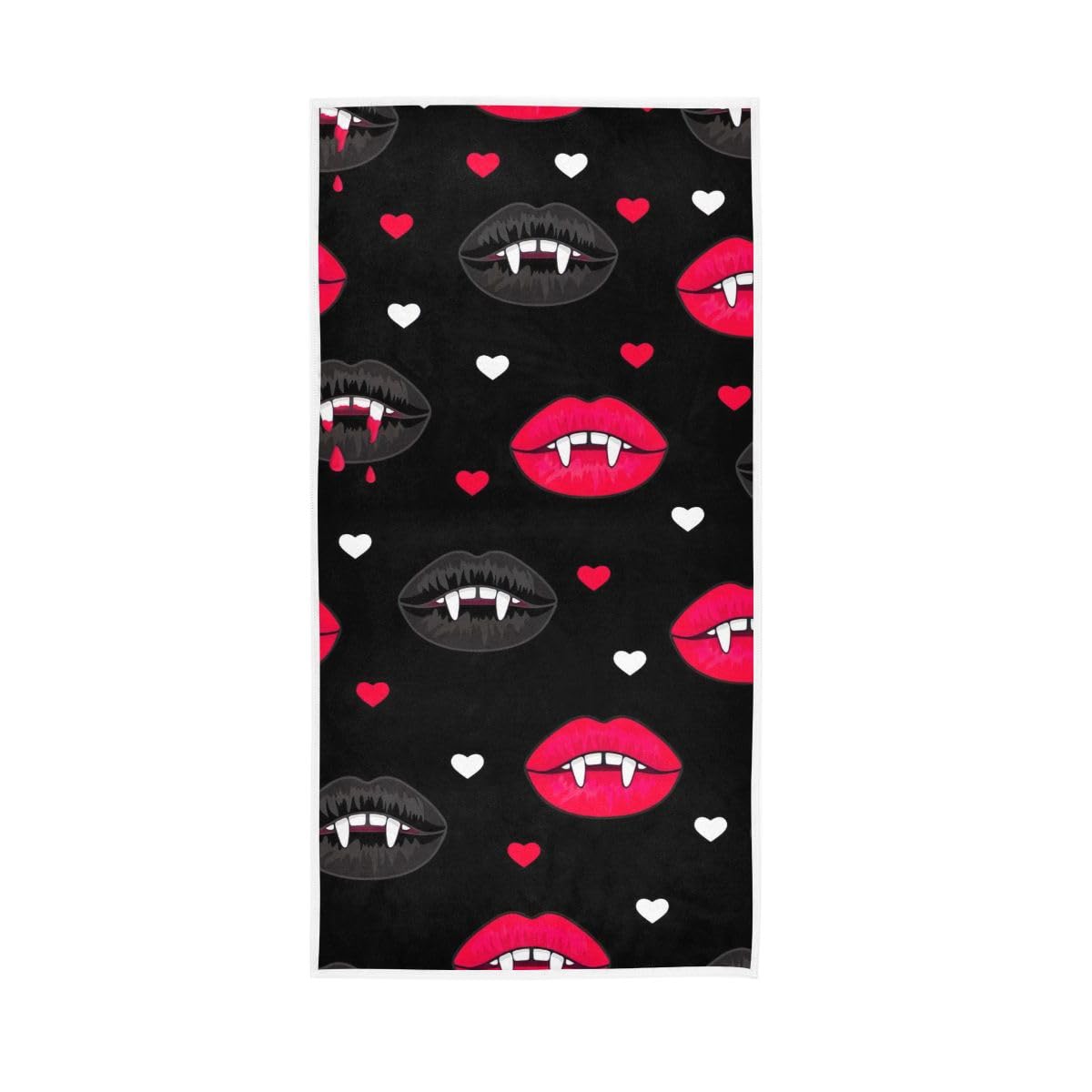 HUYGD Halloween Lips Fangs Hand Towels, Soft Towels for Bathroom, Gym, Hotel, Spa 15 x 30 Inches
