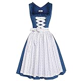 Almsach Midi Dirndl Gertraud in Blau, Größe:34, Farbe:Blau