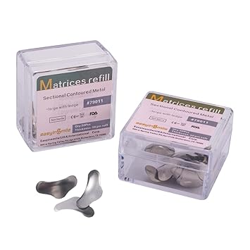 Easyinsmile Set of Dental Matrix 102pcs Full Kit of Dental Sectional Contoured Metal Matrices (Soft, Large with Ledge Refill)