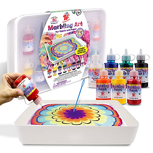 TBC The Best Crafts Marbling Paint Kit,8 X 1.8 fl.oz/53 ml Marbling Paint Art Kit for Kids, 33 Pieces Value Water Marbling Kit for Fabric, Marbling Ink for Paper,Paint on Water, Marbling Kit for Adults, Ideal Arts and Crafts Toys for Kids Age 3-8