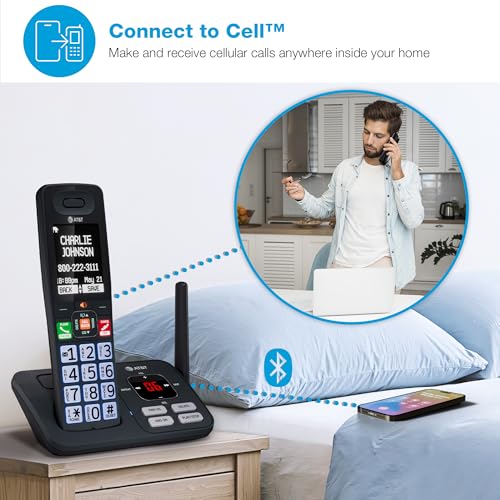 Image of AT&T DECT 6.0 Cordless Phone - Smart Call Blocker, Bluetooth Connect to Cell, Answering Machine, 2.4 inch Color Display, Big Buttons | BL108