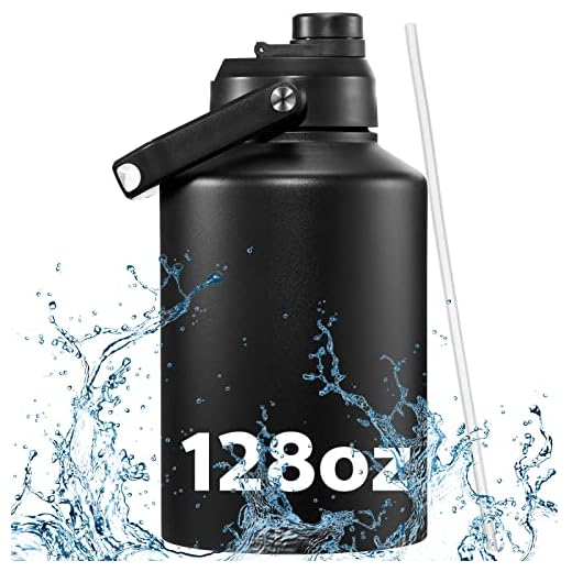 Potchen 128 oz Large Insulated Water Jug One Gallon Vacuum Water Bottle Double Walled Stainless Steel Insulated Water Bottle