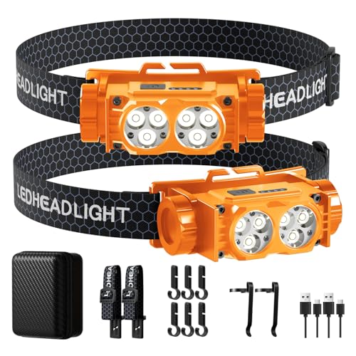 Headlamp Rechargeable 2PCS,4500L Super Bright Light Bright LED Rechargeable Headlight