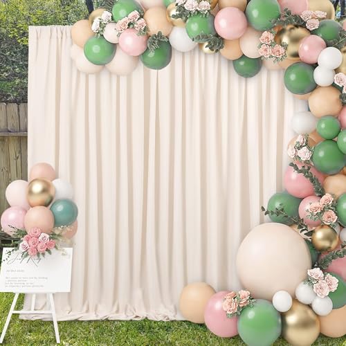 Champagne Backdrop Curtains Birthday Decorations - 4 Pcs 5ft x 8ft Champagne Polyester Photo Photography Party Backdrops by MoKoHouse - Image 5